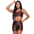 Conjunto Fitness Top e Short New Zig 3D Vekyo - Feminino MARROM