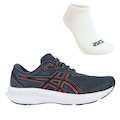 Kit Tênis Asics Raiden 5 e Meia - Masculino CINZA/VERMELHO