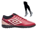 Kit Chuteira de Society Adulta Adamant Top Speed League e Meião - Umbro VERMELHO/BRANCO