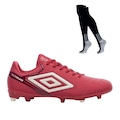 Kit Chuteira de Campo Adulta Adamant Masterclass Club E Meião - Umbro VERMELHO/BRANCO