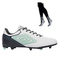 Kit Chuteira de Campo Adulta Adamant Masterclass Club E Meião - Umbro BRANCO/VERDE