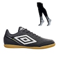 Kit Chuteira de Futsal Adulto Adamant Masterclass Club E Meião - Umbro PRETO/BRANCO