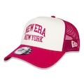 Boné New Era 9FORTY A-Frame Trucker Branded Masculino BRANCO/ROSA