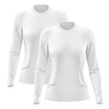 Kit 2 Camisetas Manga Longa Dry Lisa Treino Feminina BRANCO