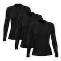 Kit 3 Camisetas Manga Longa Dry Lisa Treino Feminina PRETO