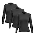 Kit 3 Camisetas Manga Longa Dry Lisa Treino Feminina CHUMBO