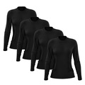 Kit 4 Camisetas Manga Longa Dry Lisa Treino Feminina PRETO