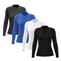 Kit 4 Camisetas Manga Longa Dry Lisa Treino Feminina PRETO/AZUL
