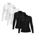 Kit 4 Camisetas Manga Longa Dry Lisa Treino Feminina PRETO/BRANCO