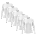 Kit 5 Camisetas Manga Longa Dry Lisa Treino Feminina BRANCO