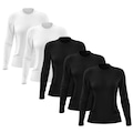 Kit 5 Camisetas Manga Longa Dry Lisa Treino Feminina PRETO/BRANCO