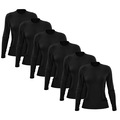 Kit 6 Camisetas Manga Longa Dry Lisa Treino Feminina PRETO