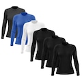 Kit 6 Camisetas Manga Longa Dry Lisa Treino Feminina PRETO/AZUL