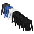 Kit 7 Camisetas Manga Longa Dry Lisa Treino Feminina PRETO/AZUL