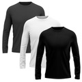Kit 3 Camisetas Manga Longa Dry Lisa Treino Masculino PRETO/CINZA