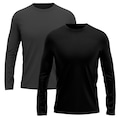 Kit 2 Camisetas Manga Longa Dry Lisa Treino Masculino PRETO/CINZA