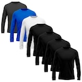 Kit 7 Camisetas Manga Longa Dry Lisa Treino Masculino PRETO/AZUL
