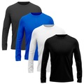 Kit 4 Camisetas Manga Longa Dry Lisa Treino Masculino PRETO/AZUL