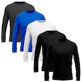 Kit 5 Camisetas Manga Longa Dry Lisa Treino Masculino PRETO/AZUL