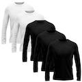 Kit 5 Camisetas Manga Longa Dry Lisa Treino Masculino PRETO/BRANCO
