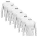 Kit 6 Camisetas Manga Longa Dry Lisa Treino Masculino BRANCO