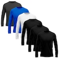 Kit 6 Camisetas Manga Longa Dry Lisa Treino Masculino PRETO/AZUL