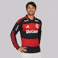 Camisa Manga Longa do Flamengo adidas Com Patrocínio I 2026 - Masculina PRETO