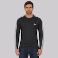 Camiseta Manga Longa adidas 3S - Masculina PRETO
