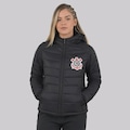 Jaqueta Corinthians Puffer com Capuz Removível Feminina PRETO