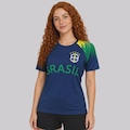 Camisa FutFanatics Brasil Raglan Feminina AZUL ESCURO