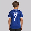 Camisa FutFanatics Brasil Canarinho 7 Vini Jr Infantil AZUL