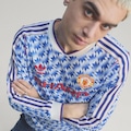 Camisa do Manchester United Away 90 Remake Edition Manga Longa adidas Masculina AZUL