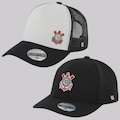 Kit Corinthians 2 Bonés Aba Curva FutFanatics Unissex PRETO