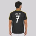 Camisa Real Madrid Campeones 7 Vini Jr Masculina PRETO