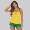 Camiseta Regata Brasil Gota Feminina AMARELO