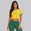 Blusa Cropped Flamengo Flor Feminina AMARELO