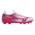 Chuteira de Campo Adulto Mizuno Alpha Club MD BRANCO/ROSA