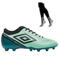 Kit Chuteira de Campo Umbro Adamant Top Speed League e Meião - Adulto VERDE/PRETO