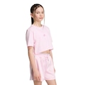 Blusa Cropped adidas com Bordado de Cetim Feminina ROSA CLARO