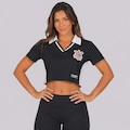 Cropped Polo do Corinthians Distintivo - Feminino PRETO