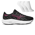 Tênis Feminino Mizuno Jet 8 + 3 Pares de Meias PRETO/ROSA