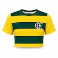 Camisa do Flamengo Cropped Virar Especial Brasil Retrô Braziline - Feminina AMARELO/VERDE
