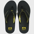 Chinelo Reef Fanning Pregame Black Yellow - Masculino PRETO