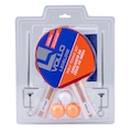 Kit Tênis de Mesa 2 Raquetes 3 Bolas e Rede Vollo LARANJA/AZUL