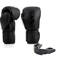 Kit Luva 12oz Boxe Muay Thai Preto + Protetor Bucal MMA Luta Vollo PRETO