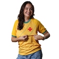 Camiseta do Brasil Vasco Folha Braziline Feminina AMARELO/VERMELHO