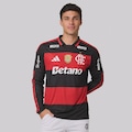 Camisa do Flamengo I 26/27 Manga Longa Patch Campeão Brasileiro 25/26 adidas Masculina PRETO
