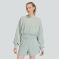 Blusão de Moletom Cropped adidas Soft Lux Feminino VERDE