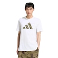 Camiseta Estampada Camo Três Barras adidas Masculina BRANCO