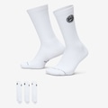 Kit 3 Pares de Meia Nike Everyday Elevated Crew Basketball Unissex BRANCO/PRETO
